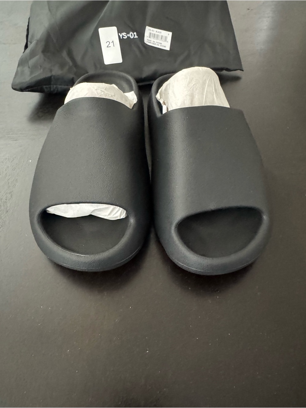 Yeezy Men's Black Slide Sandals - Minimalist Open-Toe Slip-Ons